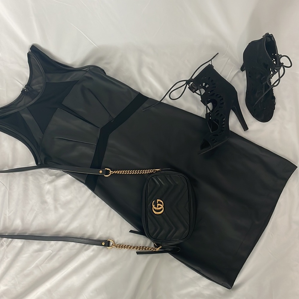 Black See-thru Pleather Dress